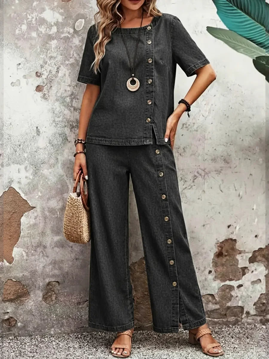 NOOR - MODERN BUTTON-DETAIL CO-ORD SET