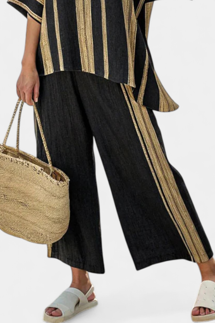 Addison – Relaxed Oversized Striped Top and Relaxed Linen Trousers
