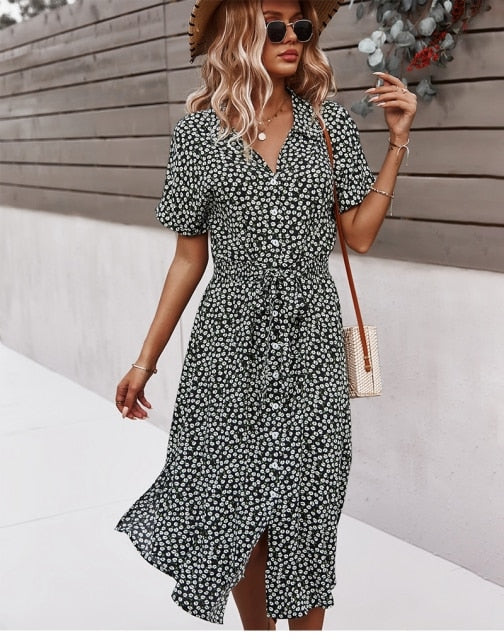 MILA - WOMAN'S MIDI DRESS FLORAL PRINT