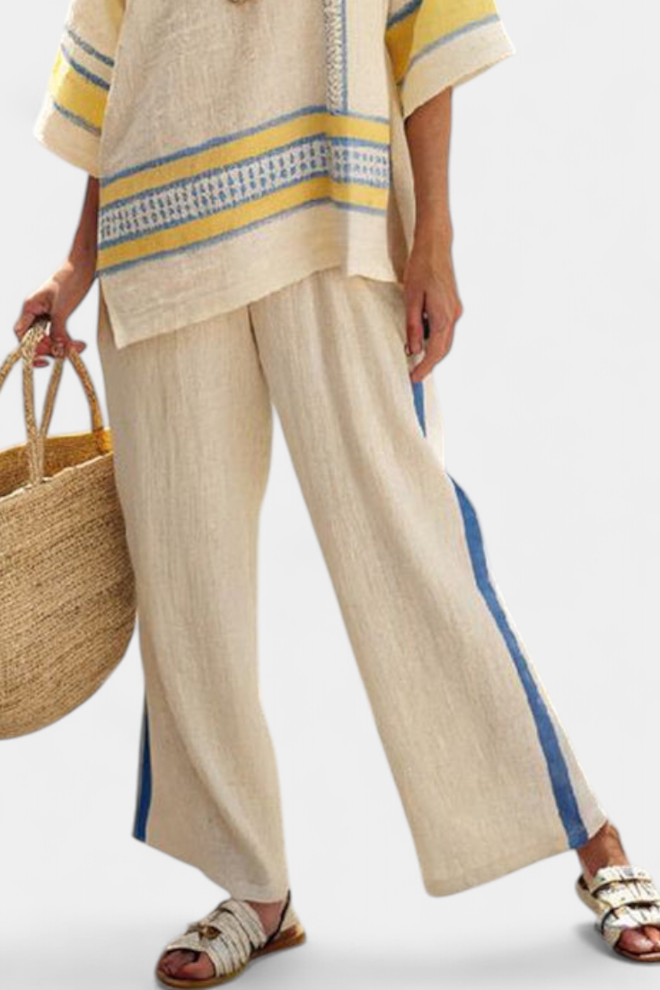 Madison - Yellow and Linen Trousers Set