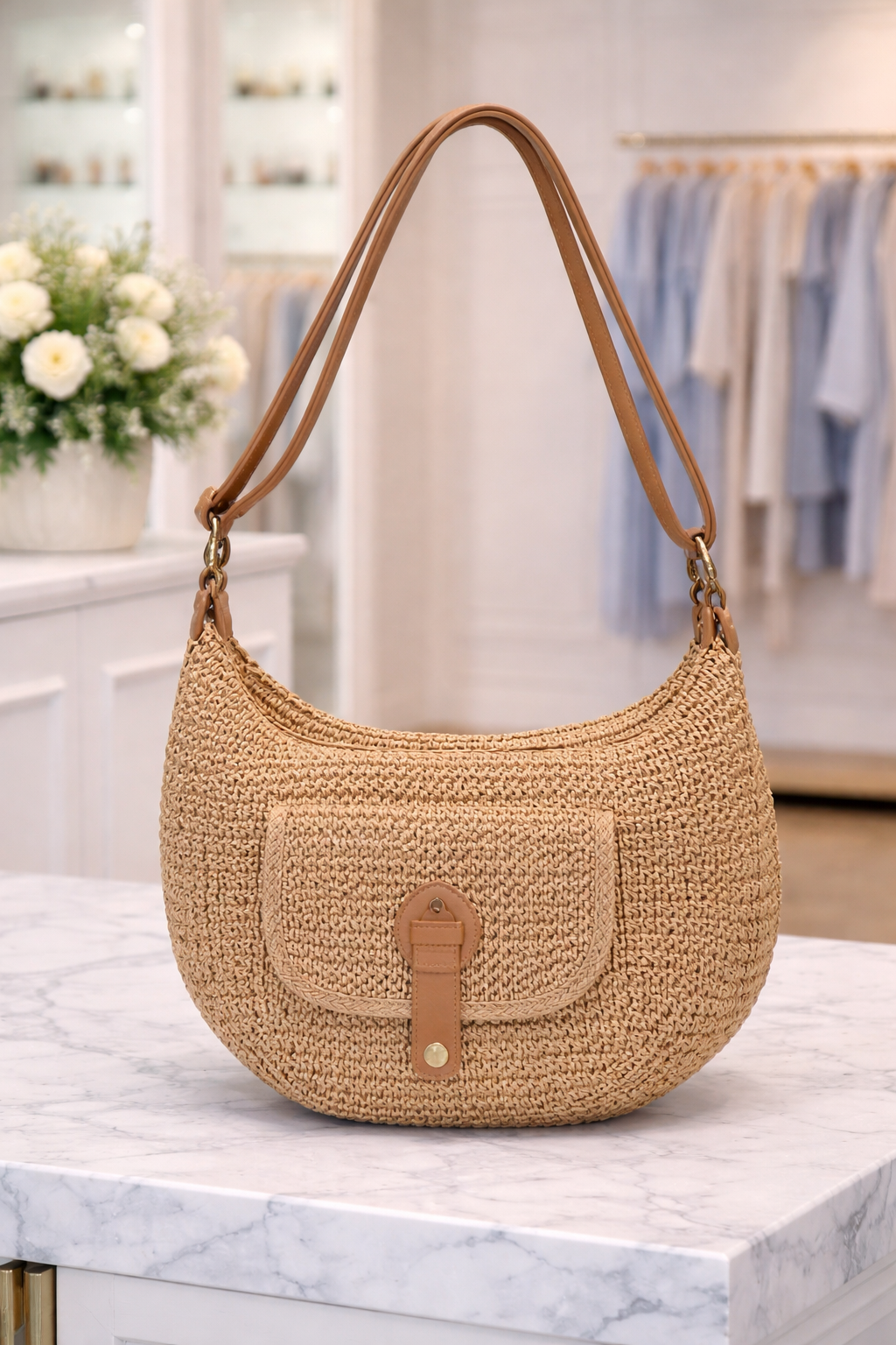 Sienna™ | Handwoven Straw Crossbody Bag