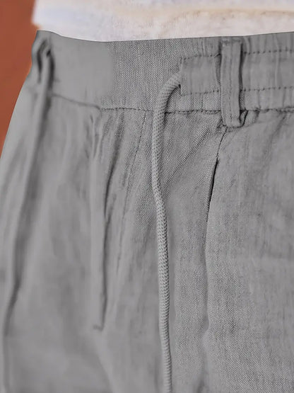 NICHOLS - WIDE LEG LINEN PANTS WITH DRAWSTRING