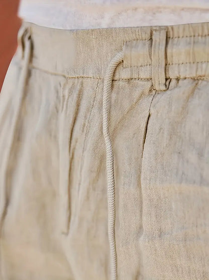 NICHOLS - WIDE LEG LINEN PANTS WITH DRAWSTRING