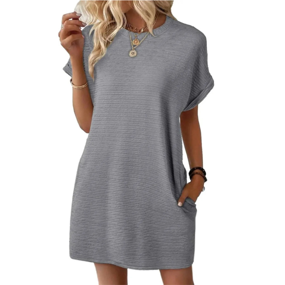 CHERI – CASUAL MINIMALIST ROUND NECK SUMMER DRESS