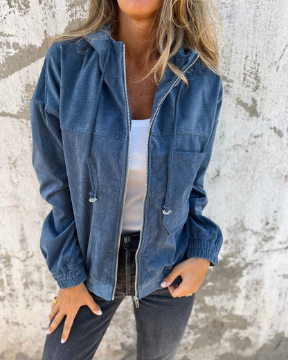 Ella - Corduroy Hooded Spring Jacket