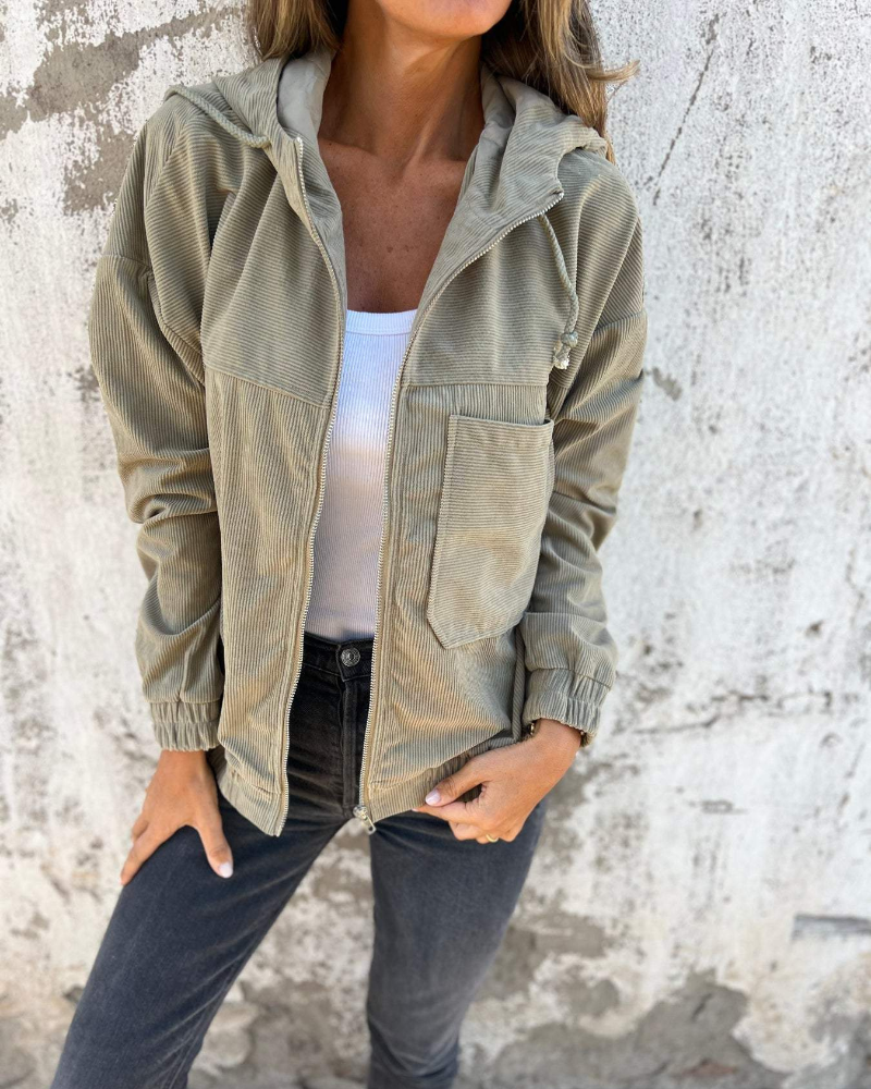 Ella - Corduroy Hooded Spring Jacket