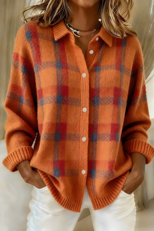 Anna | Soft Knitted Check Cardigan