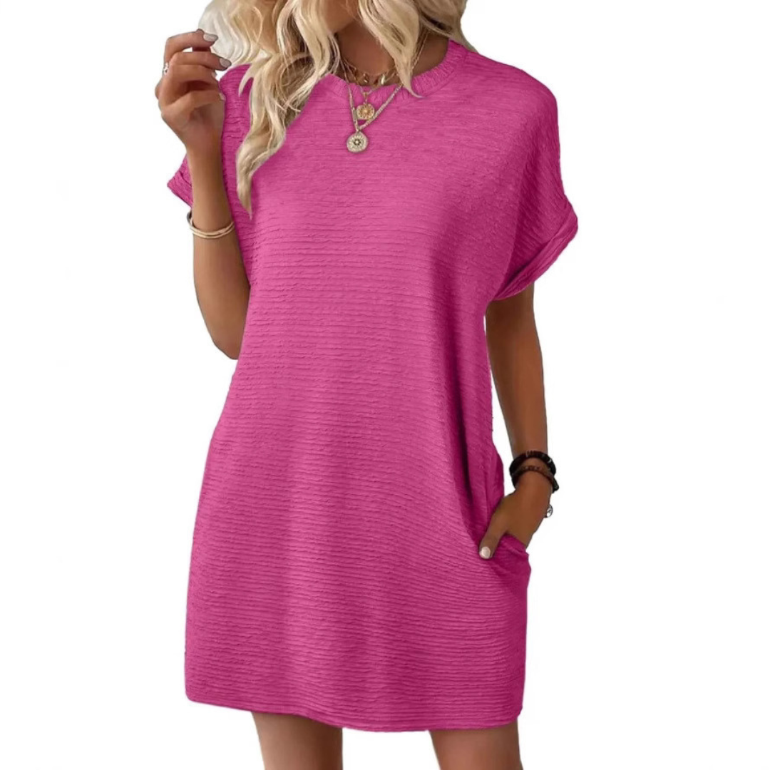 CHERI – CASUAL MINIMALIST ROUND NECK SUMMER DRESS
