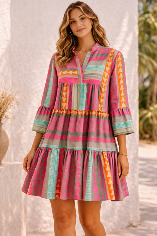 Elena | Patterned Flowing Midi Dress