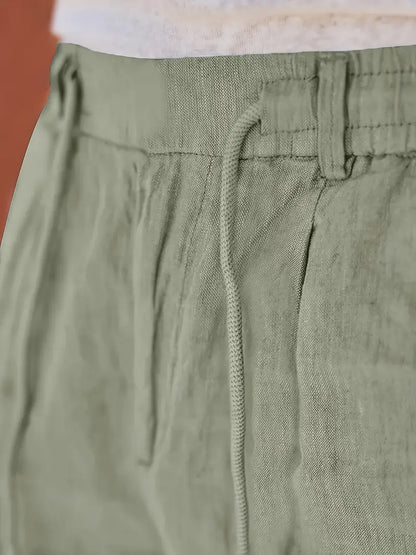 NICHOLS - WIDE LEG LINEN PANTS WITH DRAWSTRING