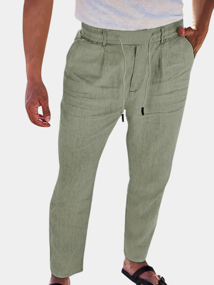 NICHOLS - WIDE LEG LINEN PANTS WITH DRAWSTRING