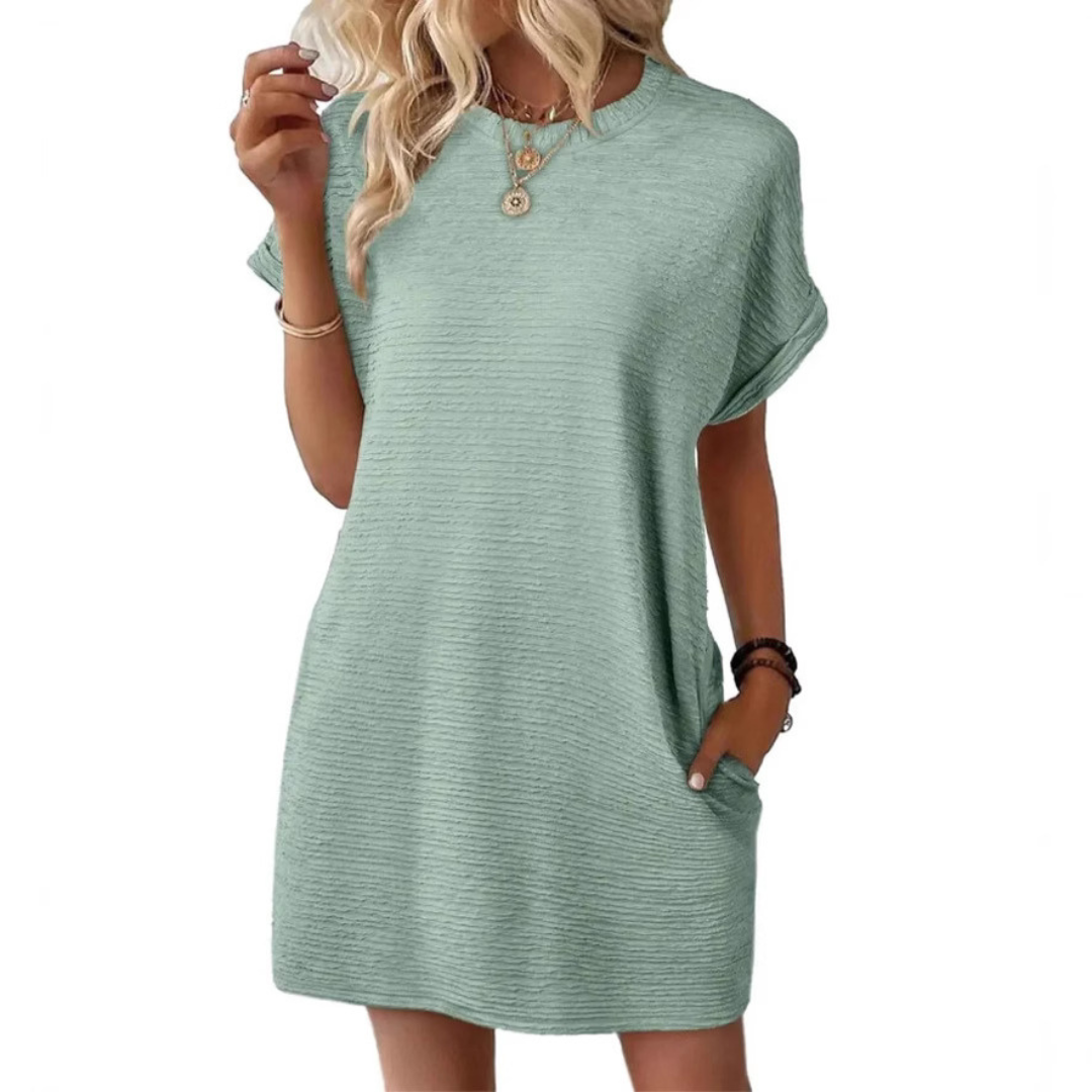 CHERI – CASUAL MINIMALIST ROUND NECK SUMMER DRESS