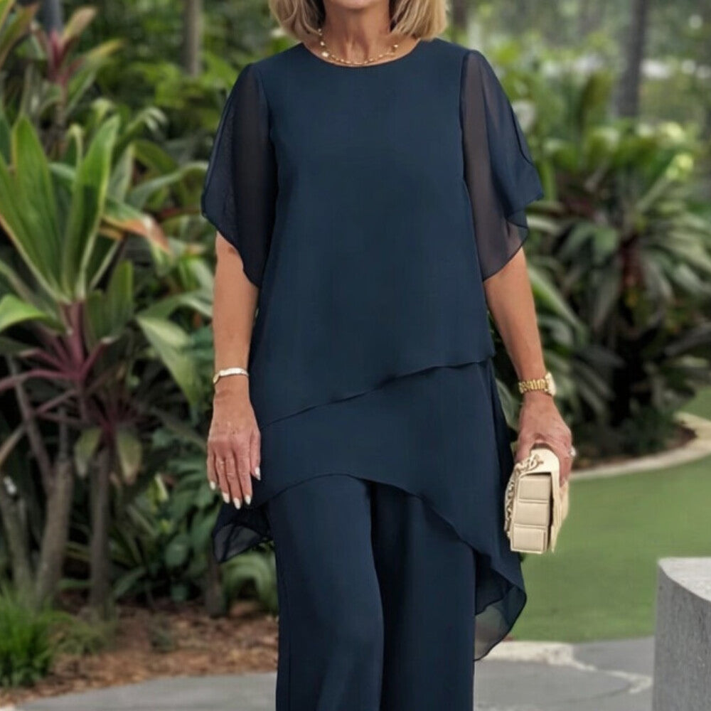 HERLENA - CHIC ASUMMETRIC TOP & TROUSER SET