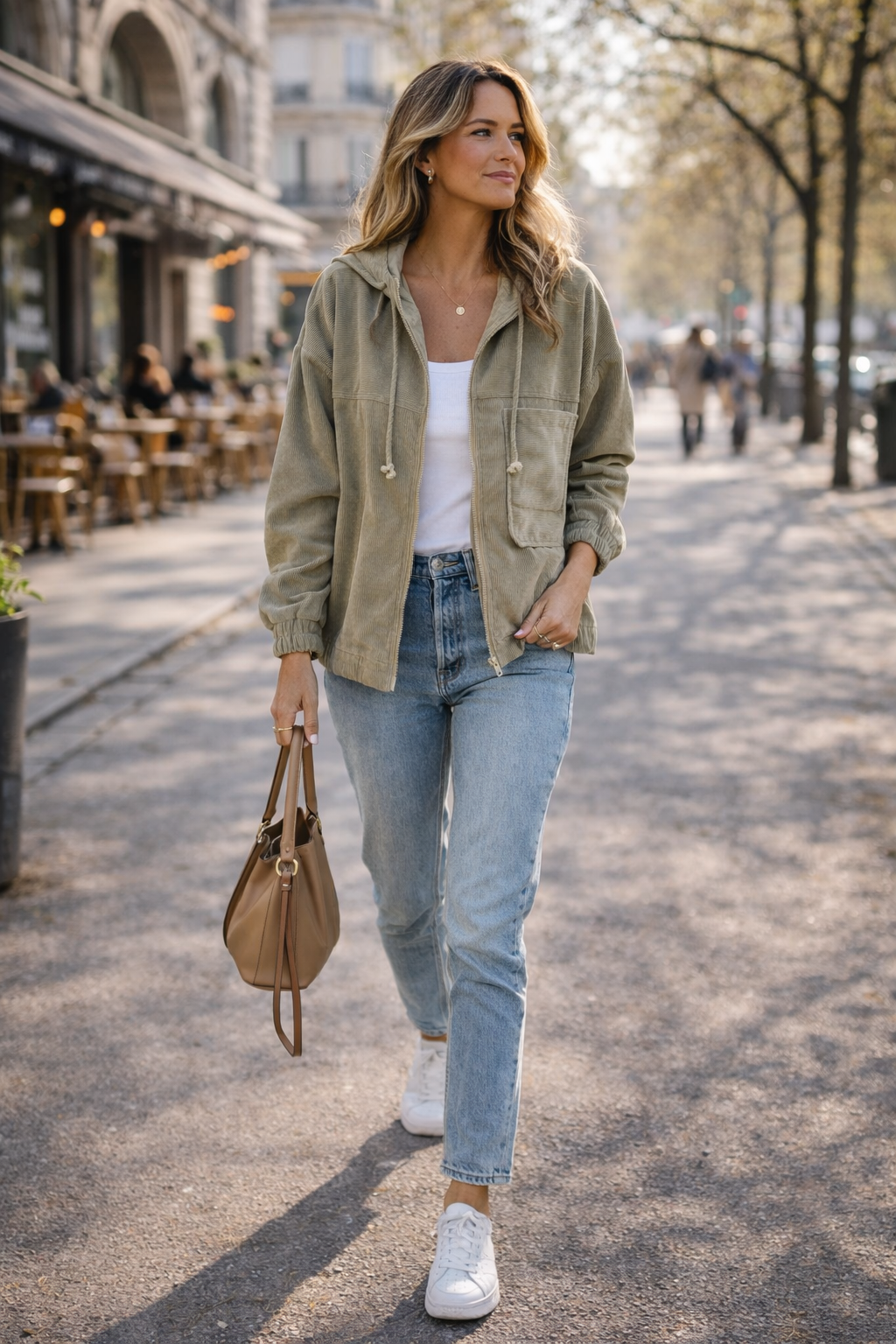 Ella - Corduroy Hooded Spring Jacket