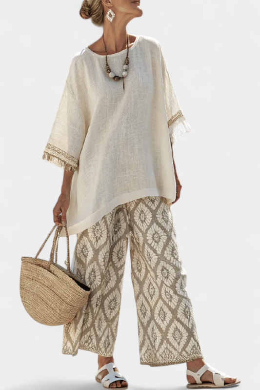 Mae – Sophisticated Top and Casual Trousers