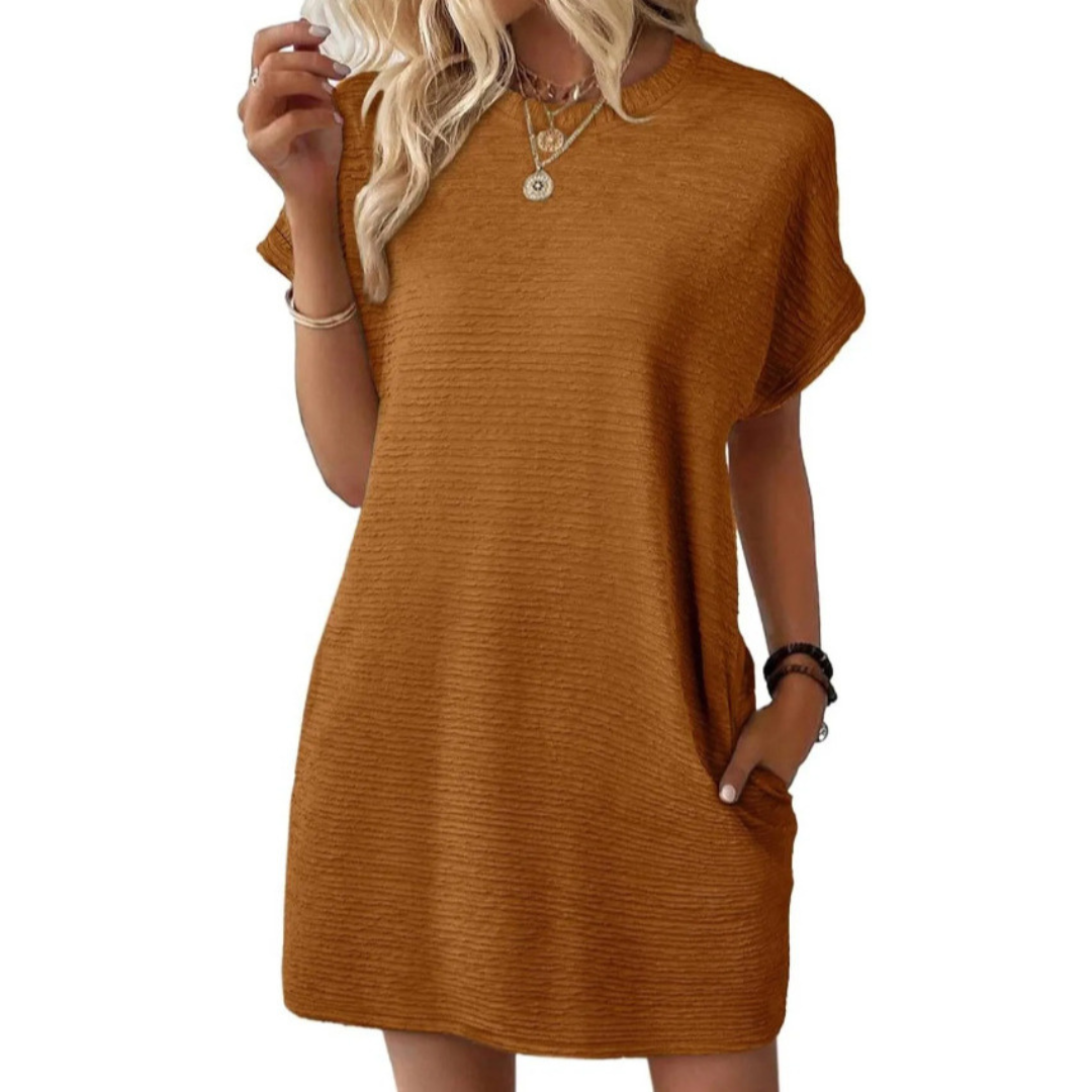 CHERI – CASUAL MINIMALIST ROUND NECK SUMMER DRESS