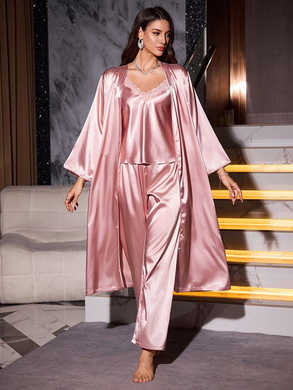 ISABELLA - 3-PIECE SATIN ROBE NIGHTWEAR SET