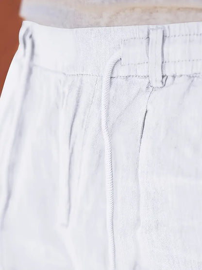 NICHOLS - WIDE LEG LINEN PANTS WITH DRAWSTRING