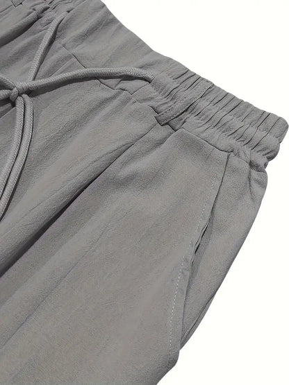 NICHOLS - WIDE LEG LINEN PANTS WITH DRAWSTRING