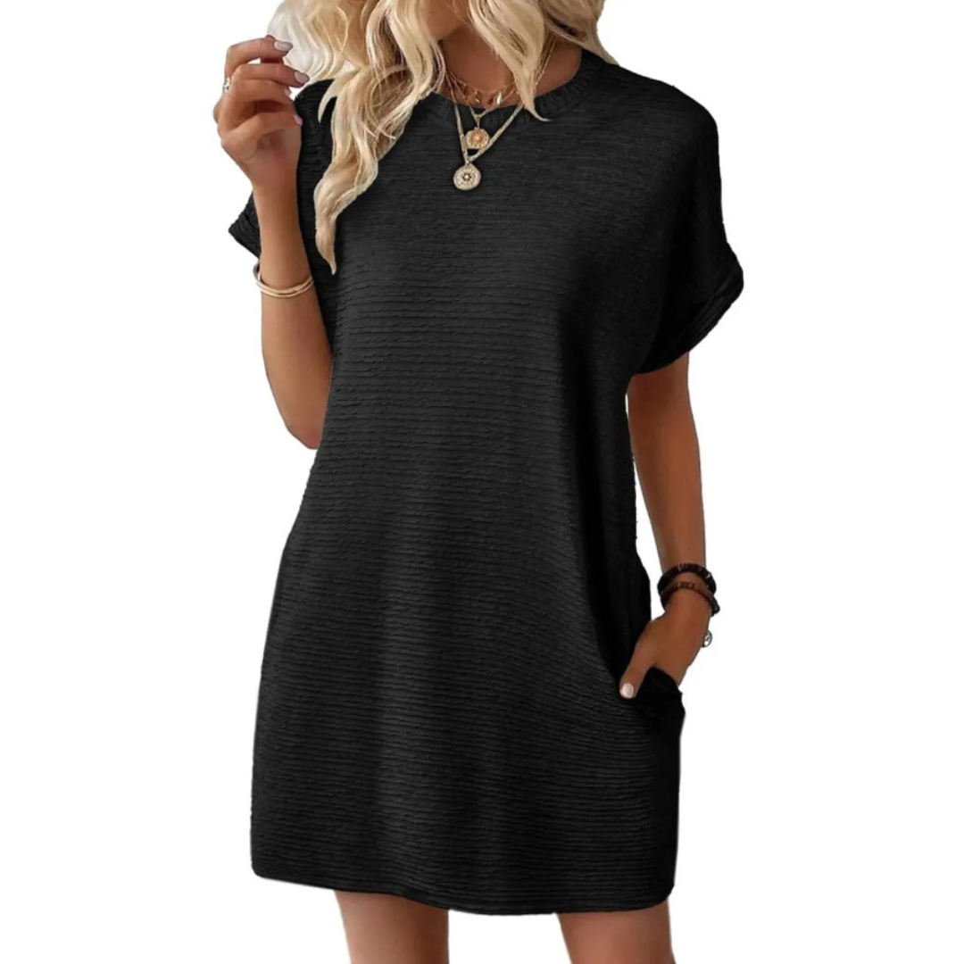 CHERI – CASUAL MINIMALIST ROUND NECK SUMMER DRESS