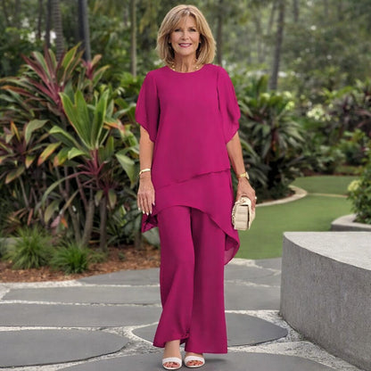 HERLENA - CHIC ASUMMETRIC TOP & TROUSER SET