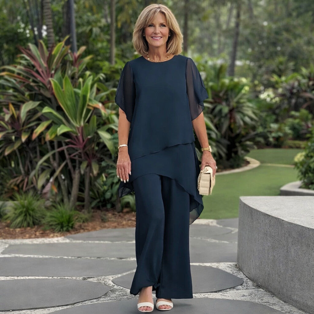 HERLENA - CHIC ASUMMETRIC TOP & TROUSER SET