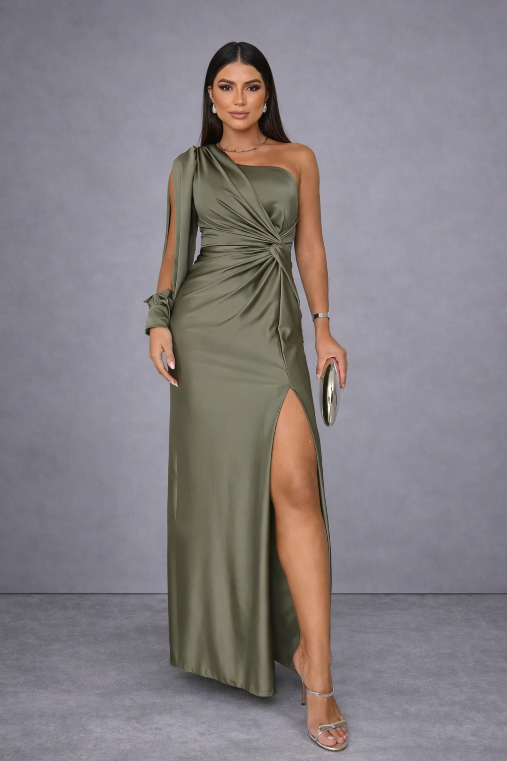 CLAIRE - ONE-SHOULDER EVENING MAXI DRESS
