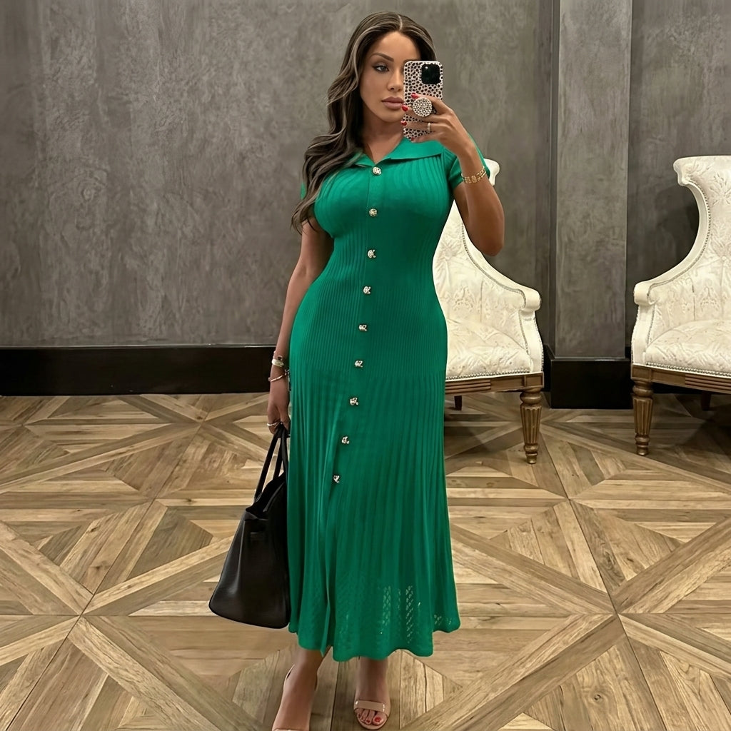 Hailey – Vintage Knit Maxi Shirt Dress
