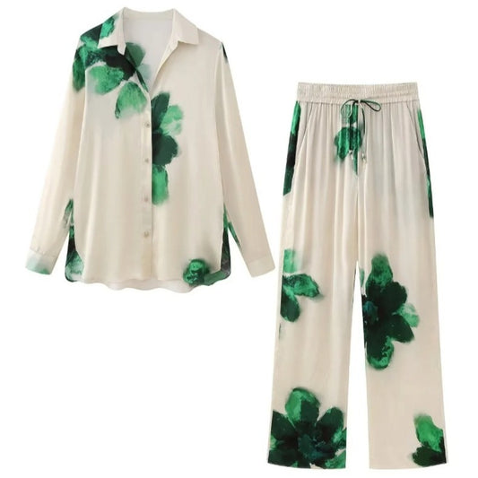 MARCIA - TWO-PIECE SET: CASUAL SHIRT & STRAIGHT-LEG PANTS