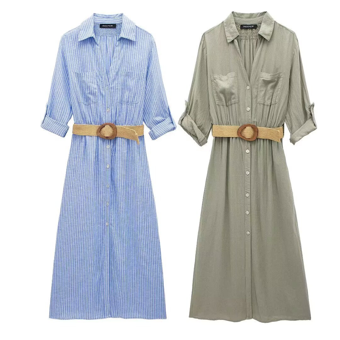 EMMA -  SPRING AND SUMMER SHIRT DRESS WITH BELT