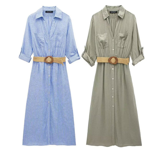 EMMA -  SPRING AND SUMMER SHIRT DRESS WITH BELT
