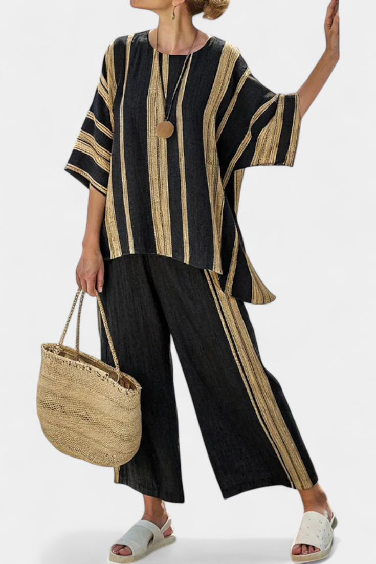 Addison – Relaxed Oversized Striped Top and Relaxed Linen Trousers