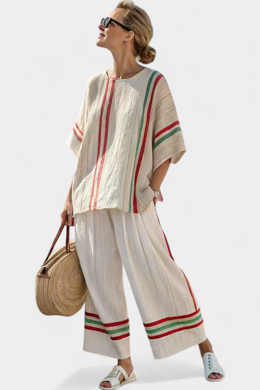Everly – Printed Boho Blouse and Comfortable Wide Leg Pants