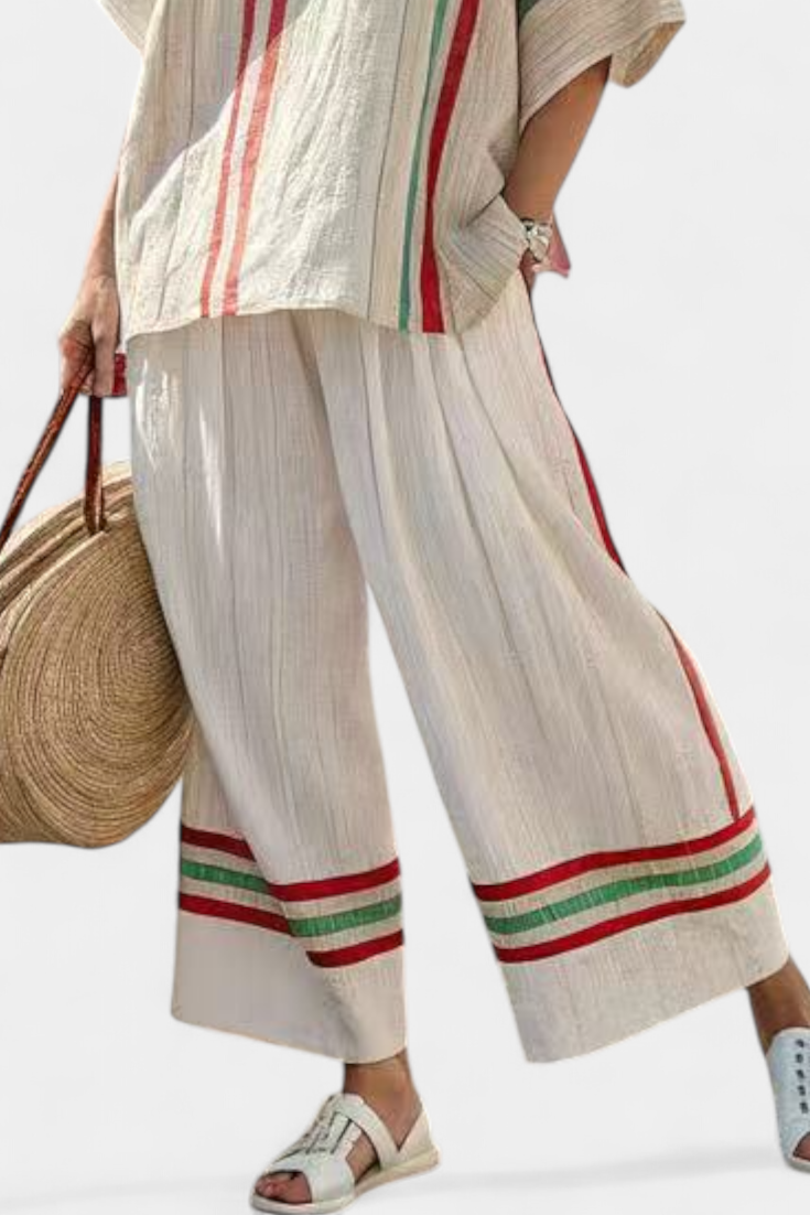 Everly – Printed Boho Blouse and Comfortable Wide Leg Pants