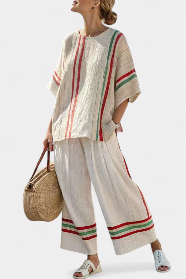 Everly – Printed Boho Blouse and Comfortable Wide Leg Pants