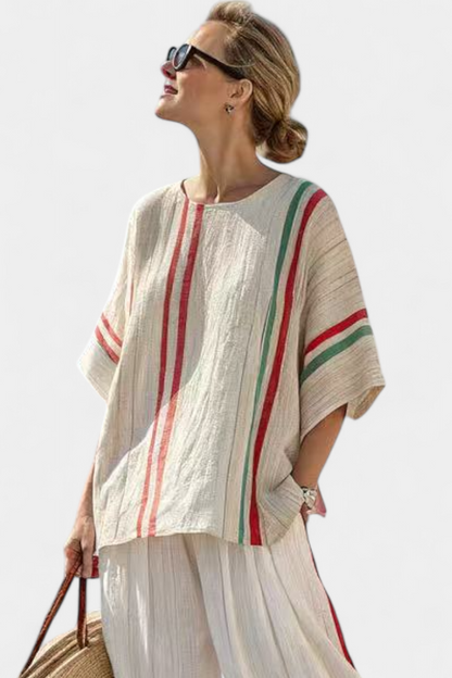 Everly – Printed Boho Blouse and Comfortable Wide Leg Pants