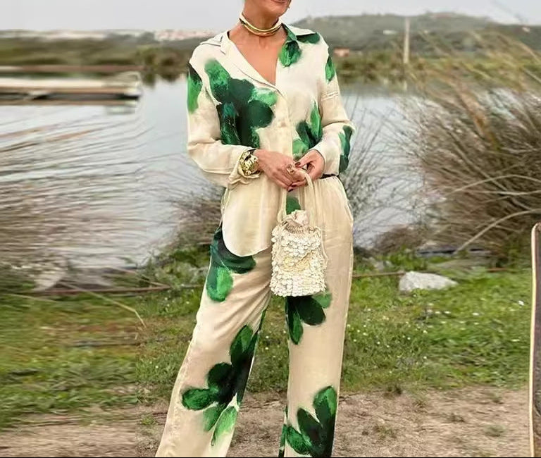 MARCIA - TWO-PIECE SET: CASUAL SHIRT & STRAIGHT-LEG PANTS