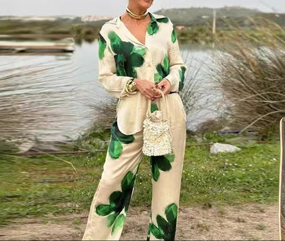 MARCIA - TWO-PIECE SET: CASUAL SHIRT & STRAIGHT-LEG PANTS