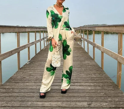 MARCIA - TWO-PIECE SET: CASUAL SHIRT & STRAIGHT-LEG PANTS