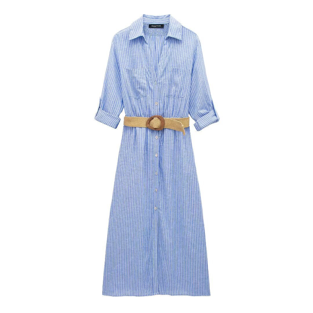 EMMA -  SPRING AND SUMMER SHIRT DRESS WITH BELT