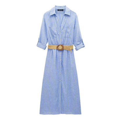 EMMA -  SPRING AND SUMMER SHIRT DRESS WITH BELT