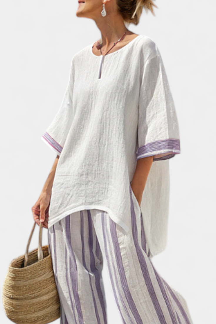 Skye – Relaxed Shirt and Striped Bamboo Trousers