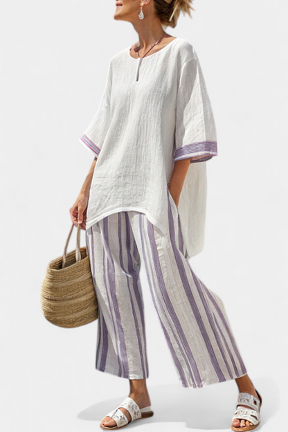 Skye – Relaxed Shirt and Striped Bamboo Trousers