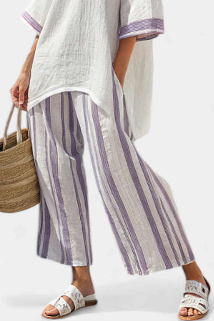 Skye – Relaxed Shirt and Striped Bamboo Trousers