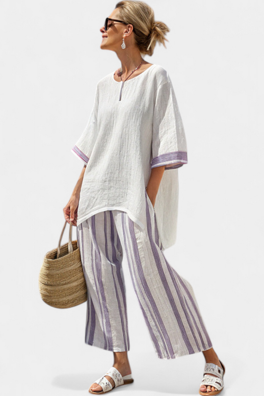 Skye – Relaxed Shirt and Striped Bamboo Trousers