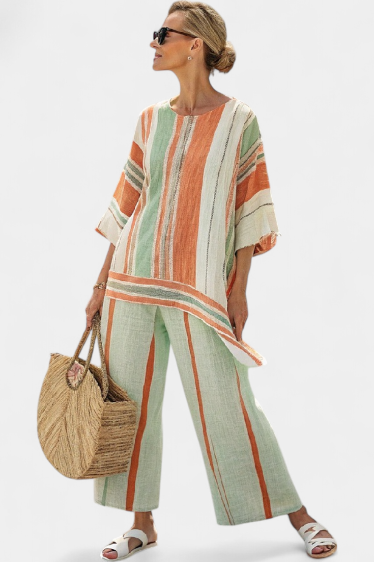 Elisabetta – Elegant Asymmetric Top and Wide-leg Trousers