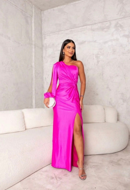 CLAIRE - ONE-SHOULDER EVENING MAXI DRESS