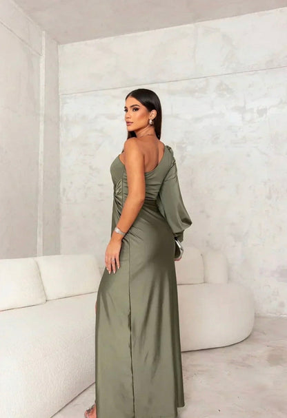 CLAIRE - ONE-SHOULDER EVENING MAXI DRESS