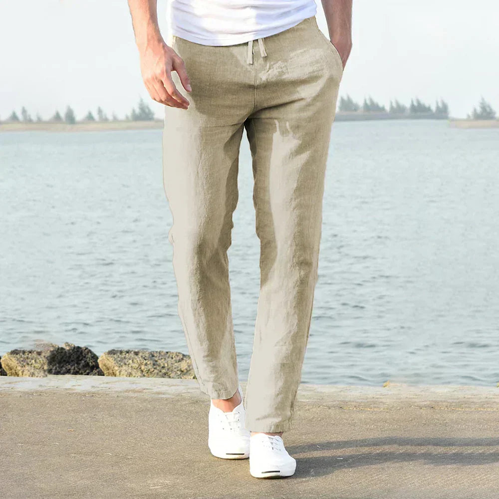 EDOUARD - MEN'S LINEN DRAWSTRING PANTS - LIGHTWEIGHT PANTS - RELAXED SUMMER FIT