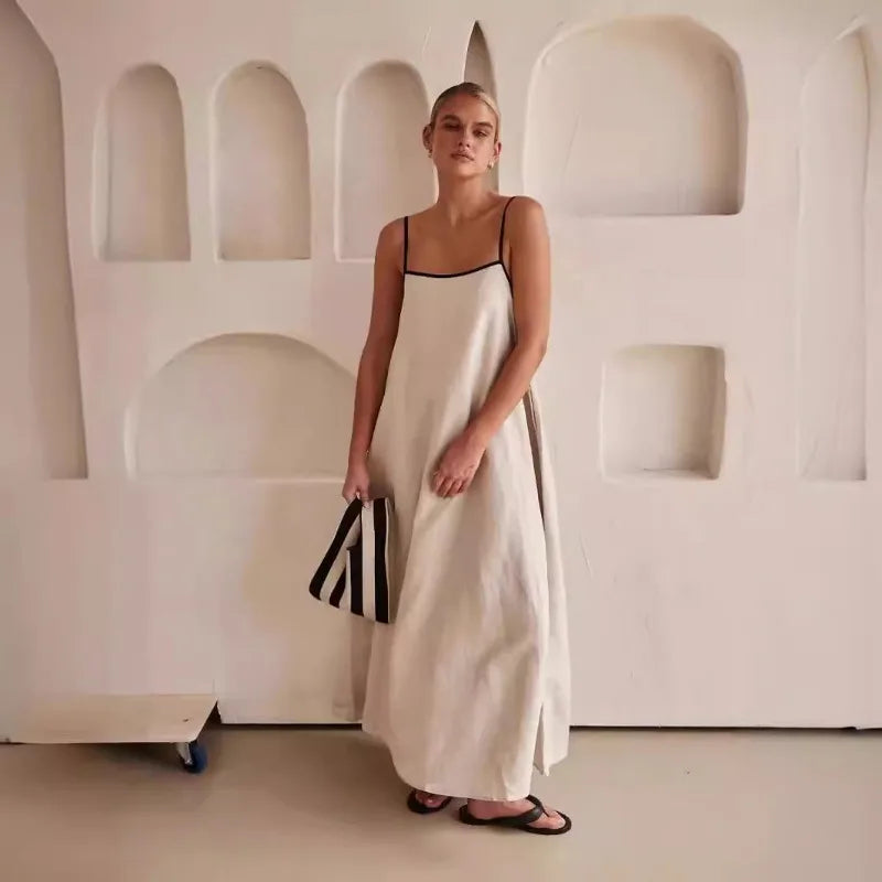 HAILEY - WOMEN'S CONTRAST STRAP MAXI DRESS